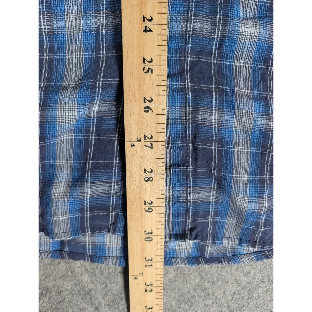 The North Face Mens Blue Plaid Long Sleeve Hiking Button Up Shirt XL